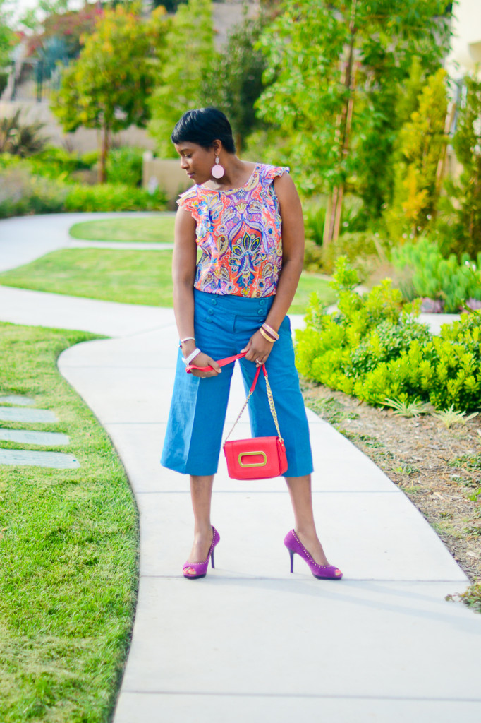 Thrifted Colorful Shirt & Culottes