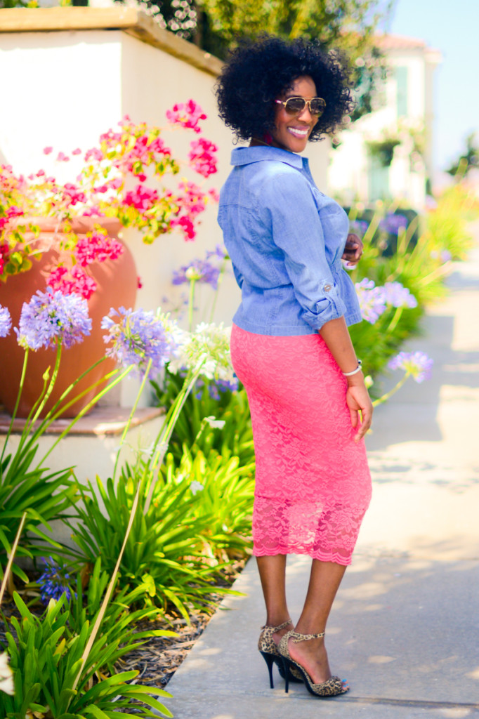 thrifted denim and lace skirt - thriftingdiva.co