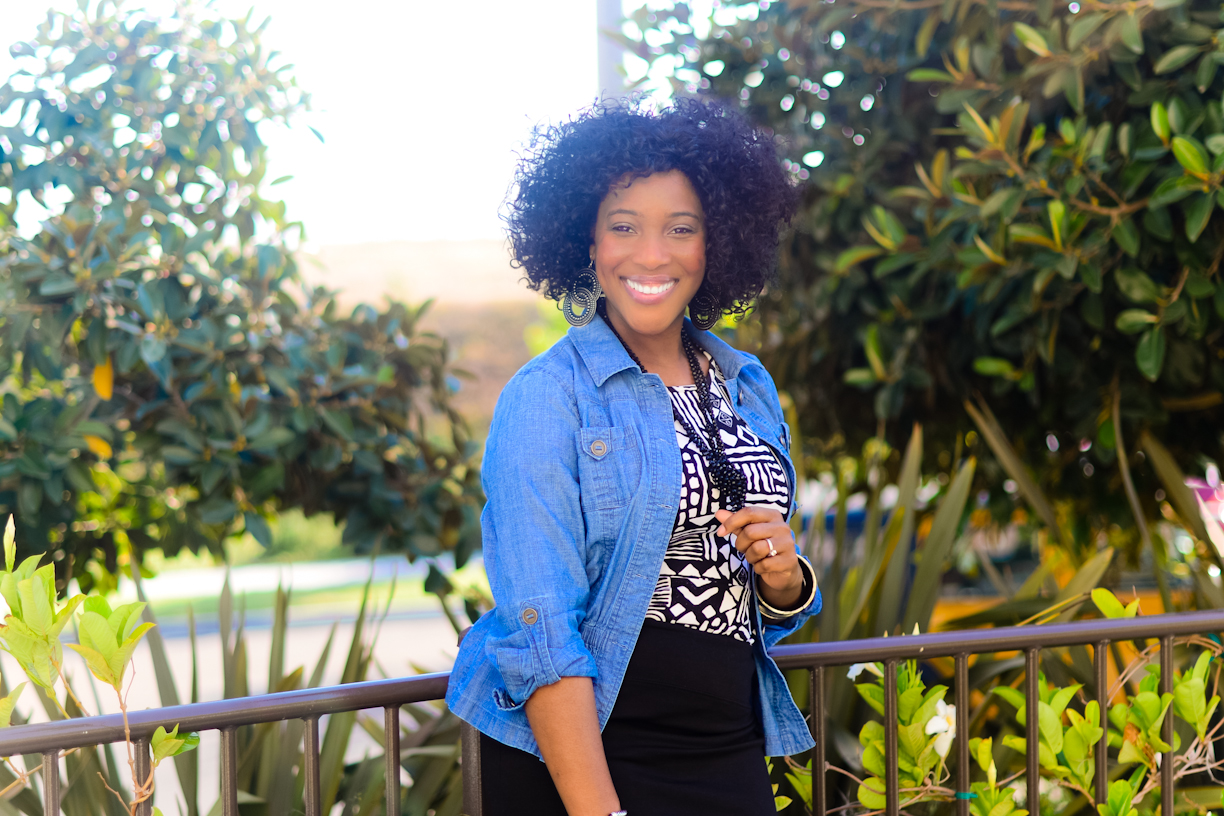 thrifted denim shirt, pattern, and studs - thriftingdiva.co