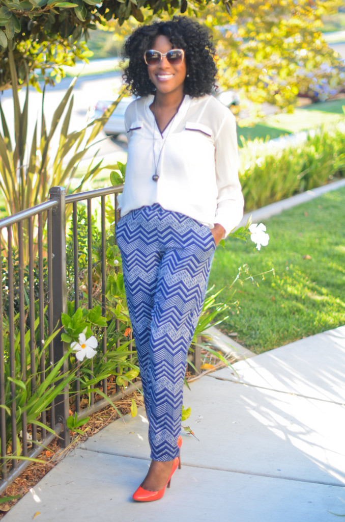 blue and white with pop of color - thriftingdiva.co