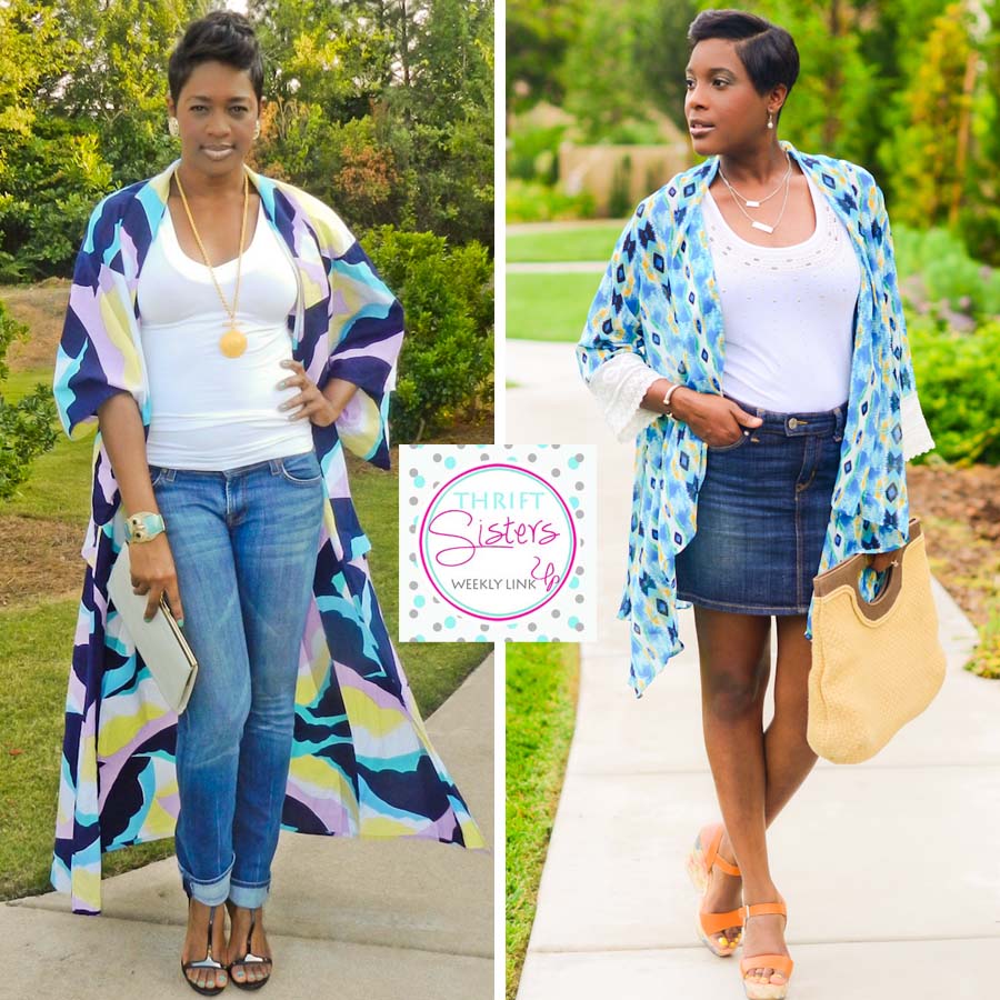 kimono and thrift sisters link up - thrifting diva