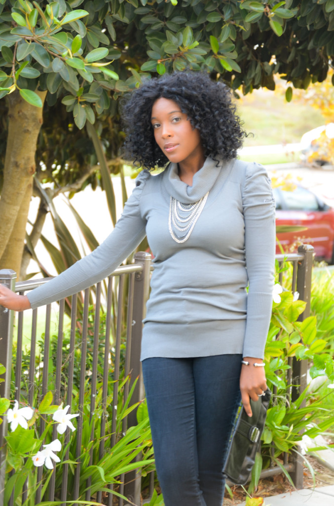 thrifted sweater & skinnies with thrifted FAB heels - Thrifting Diva