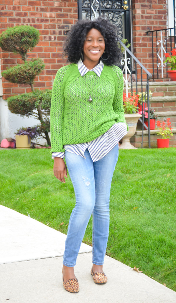 thrifted colorful sweater and pattern mixing  - Thrifting Diva
