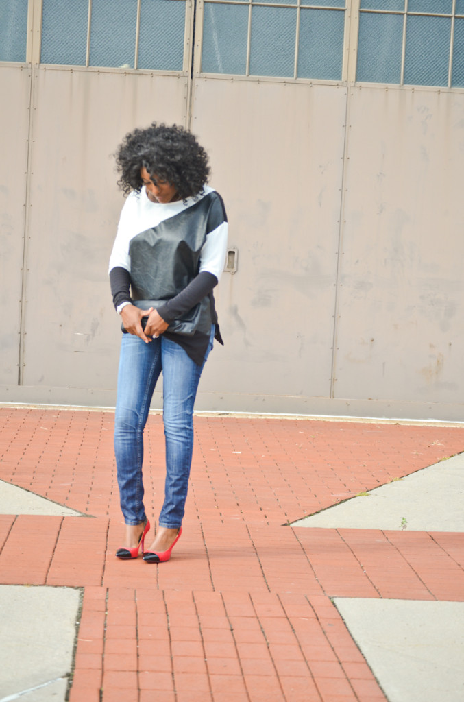 thrifted color blocking - Thrift Sisters Link Up