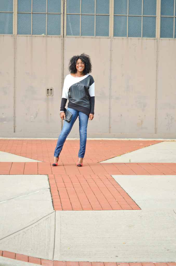 thrifted color blocking - Thrift Sisters Link Up