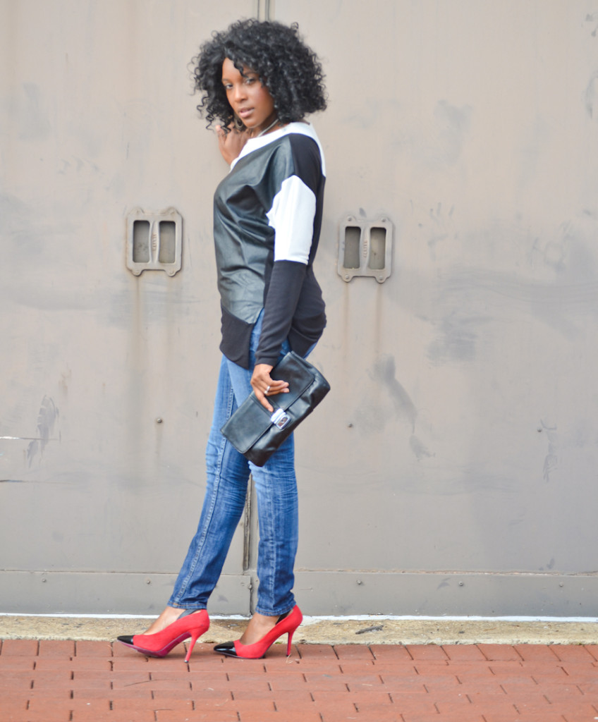 thrifted color blocking - Thrift Sisters Link Up