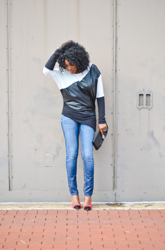 thrifted color blocking - Thrift Sisters Link Up