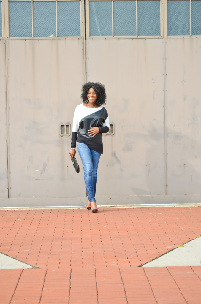 thrifted color blocking - Thrift Sisters Link Up