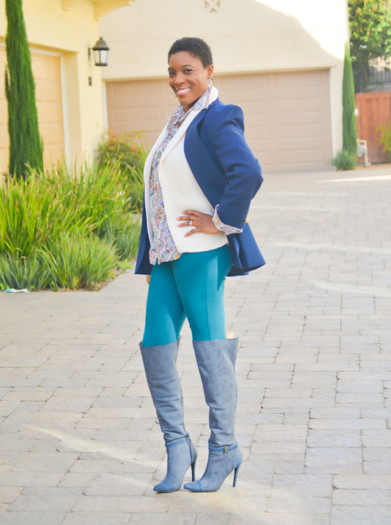 fall layering and over the knee boots - thrifting diva