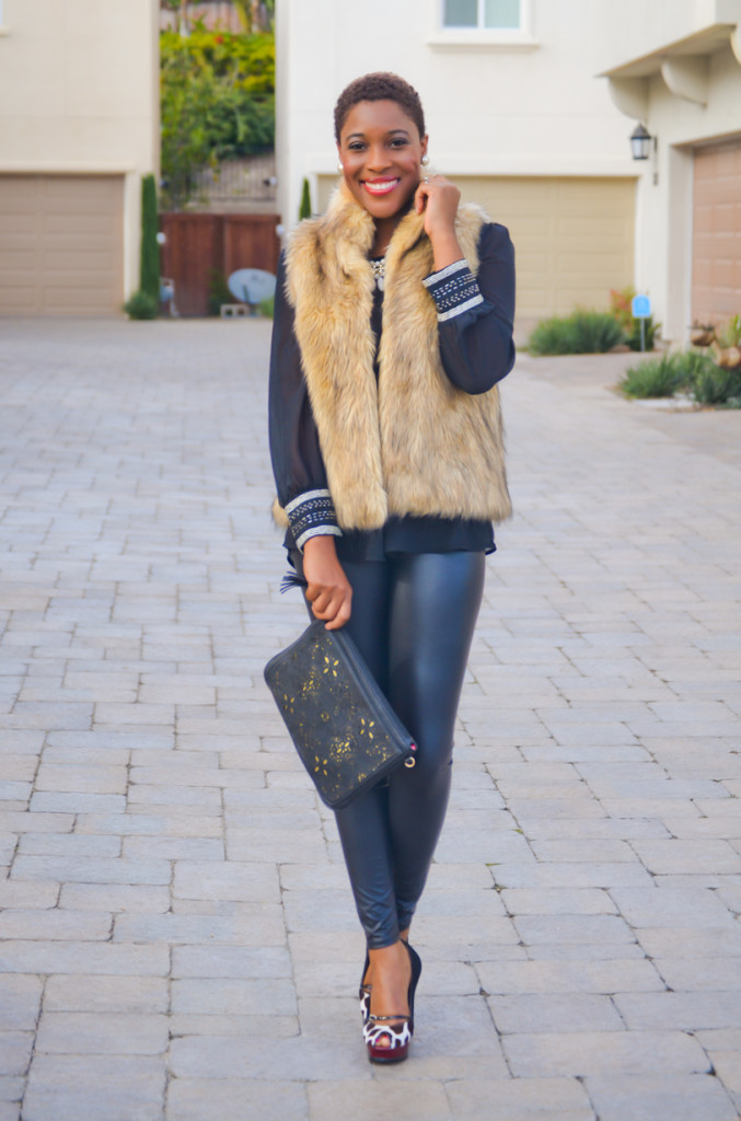 fur vest & thrift sisters link up