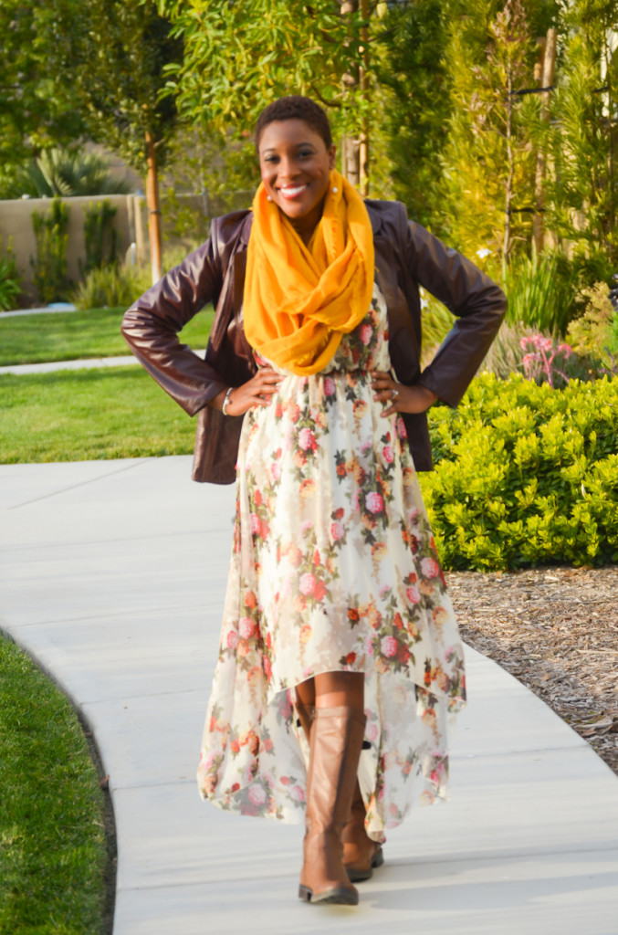 summer dress & leather jacket - Thrifting Diva
