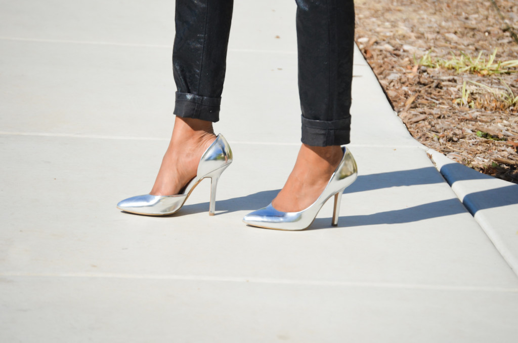 black and white, with animal print and silver heels