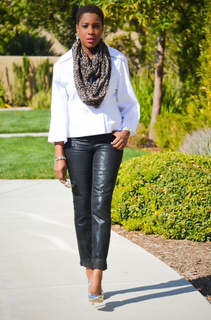 black and white, with animal print and silver heels