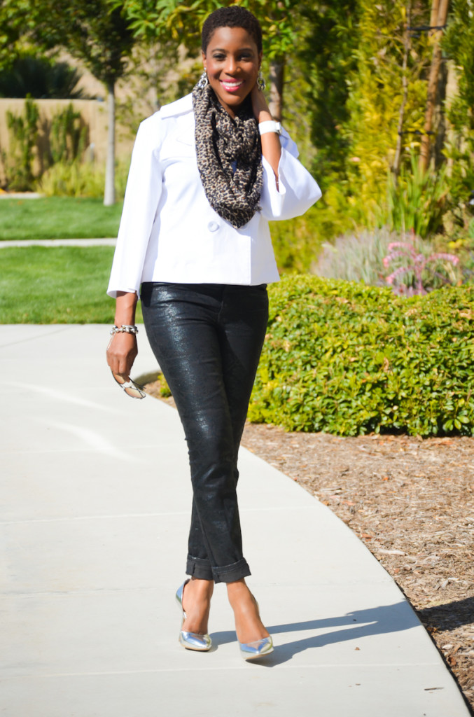 black and white, with animal print and silver heels