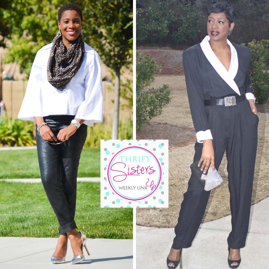 black and white  - thrift sisters link up