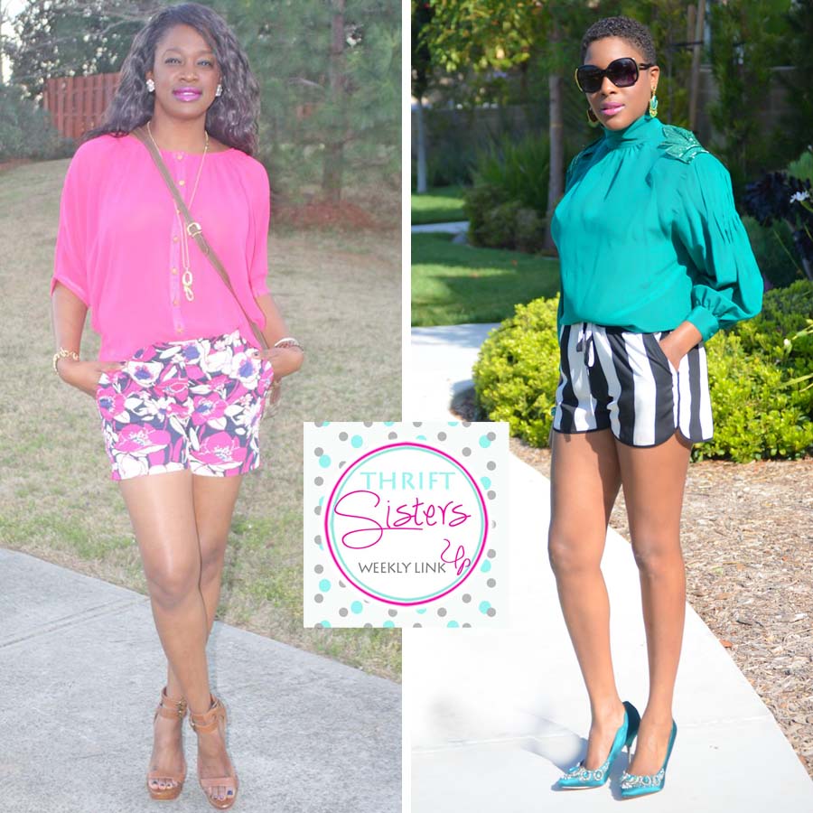 striped shorts and vintage blouse - Thrifting Diva