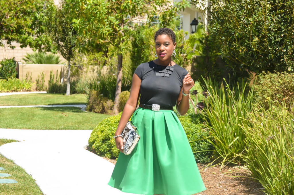 green full midi skirt and clutch - Thrifting Diva