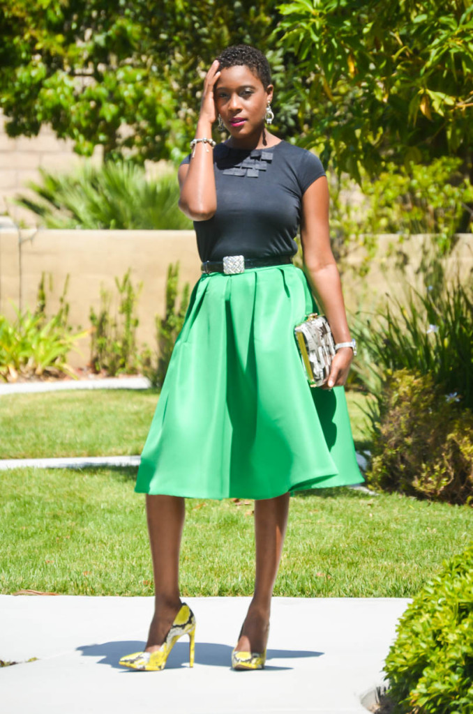 green full midi skirt and clutch - Thrifting Diva