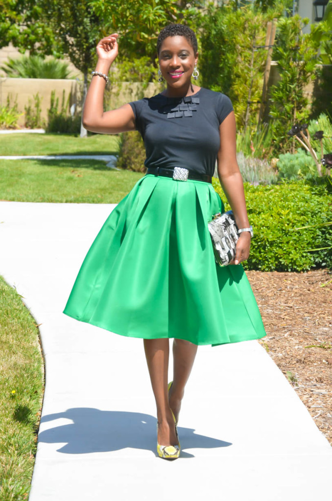 green full midi skirt and clutch - Thrifting Diva