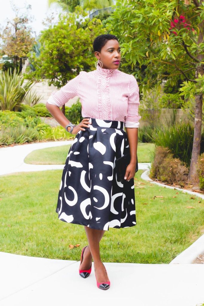 Black and White Full Midi Skirt - Thrifting Diva
