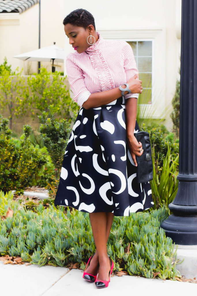 Black and White Full Midi Skirt - Thrifting Diva