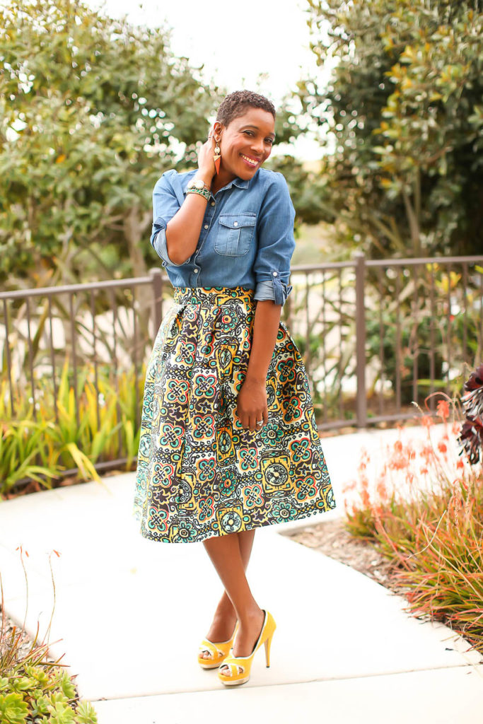 Chambray Shirt and Full Skirt - Thrifting Diva
