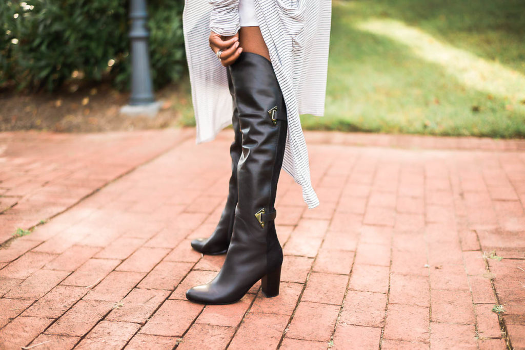 Long Cardigan and Over the Knee Boots - Thrifting Diva