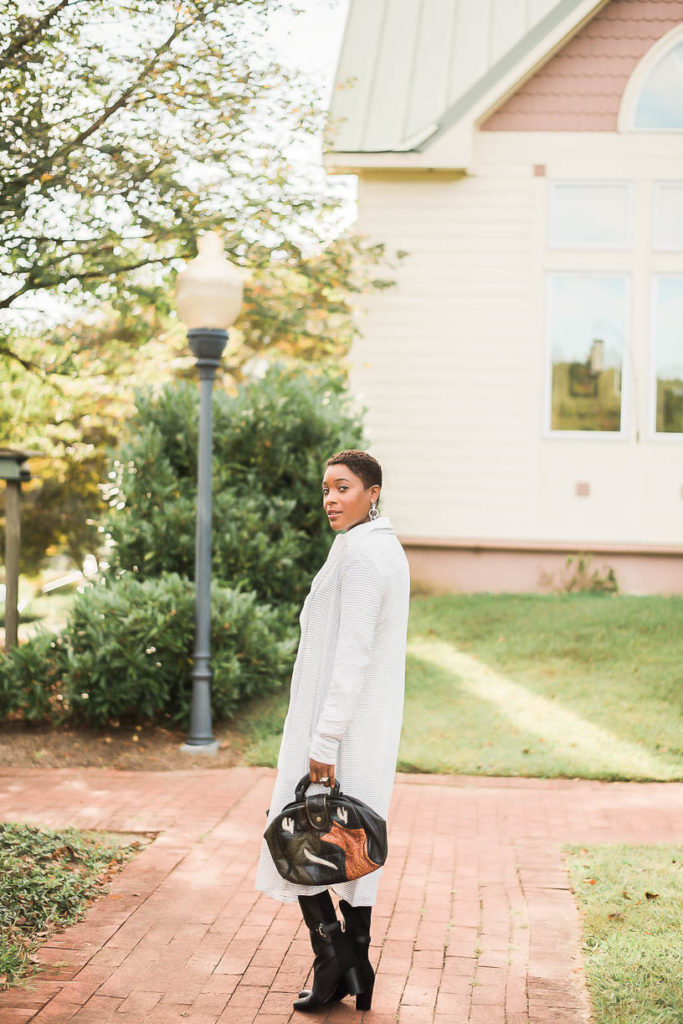 Long Cardigan and Over the Knee Boots - Thrifting Diva